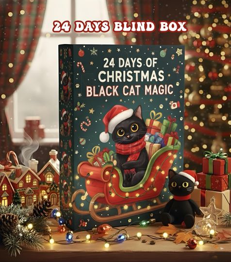 Discover Christmas Black Cat Magic Advent Calendar 2025, 24 Days Blind Box, Cute Cat Christmas Gift, Holiday Countdown for Cat Lovers