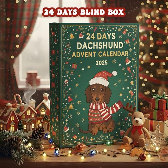Discover Dachshund Advent Calendar 2025, 24 Days Sausage Dog Christmas Blind Box, Wiener Dog Gift, Cute Holiday Countdown Box