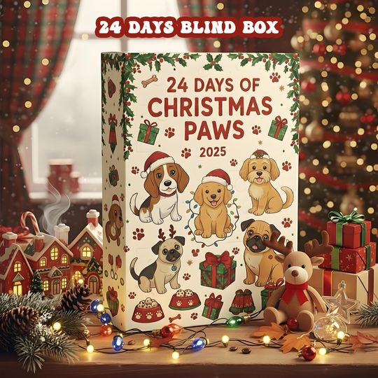 Discover Christmas Paws Advent Calendar 2025, 24 Days Dog Advent for Kids, Cute Puppy Blind Box, Holiday Countdown Gift