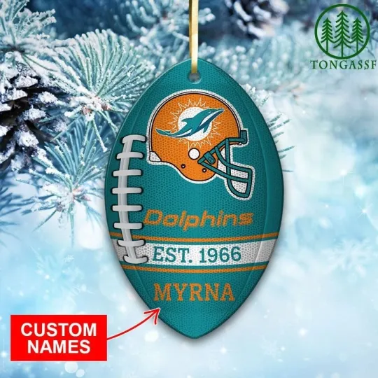 Discover Personalized Miami Football Team Dolphins Christmas Ornament Gift Decor
