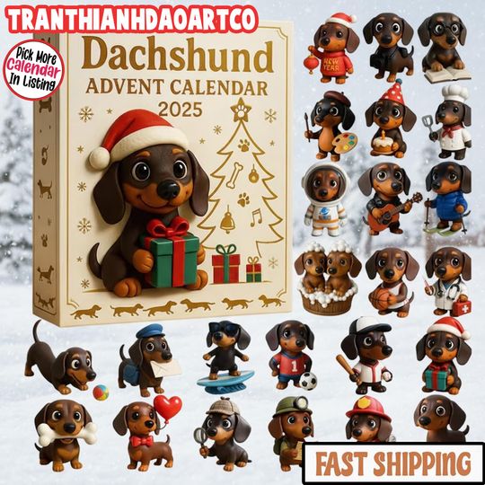 Discover 2025 Dachshunds 24 Days Christmas Countdown Calendar, Dachshunds Figure Ornaments, Xmas Advent Calendar, Xmas Gifts for Dog Lovers