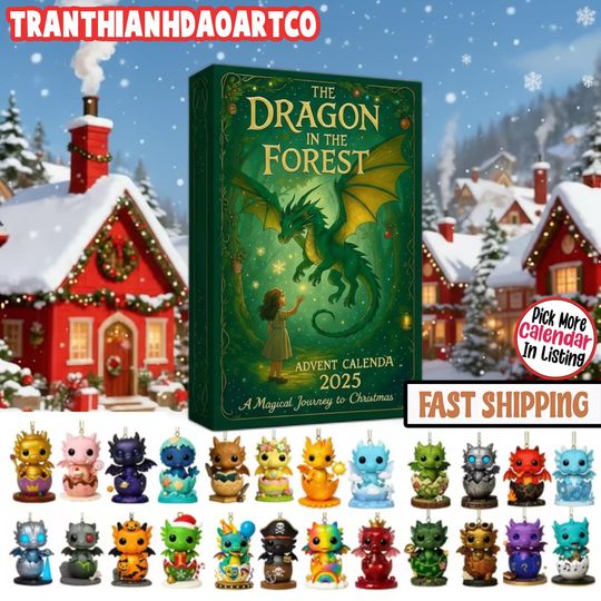 Discover Dragon Fantasy 24 Acrylic Ornaments Advent Calendar 2025, Baby Dragon Figures Set, Fantasy Christmas Countdown Gift for Kids
