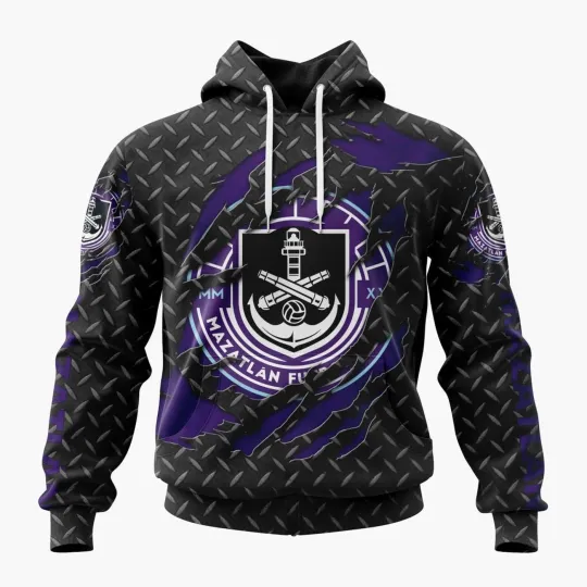 Discover Personalized LIGA MX Mazatlan F.C Special Black Metal Hoodie Men's Fan Gear Gift