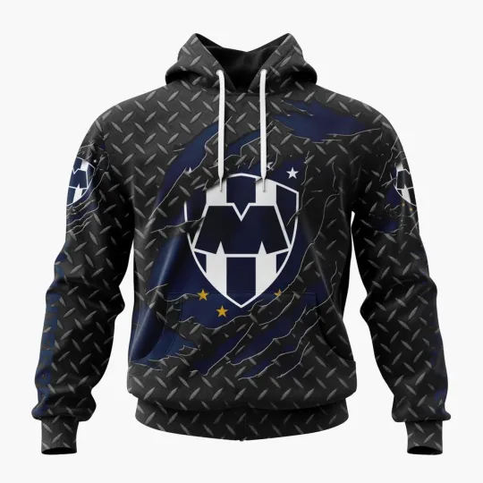 Discover Personalized LIGA MX C.F. Monterrey Special Black Metal Hoodie Men's Fan Gear