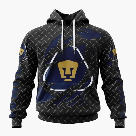 Discover Personalized LIGA MX Pumas UNAM Special Black Metal Hoodie Men's Fan Gear Gift