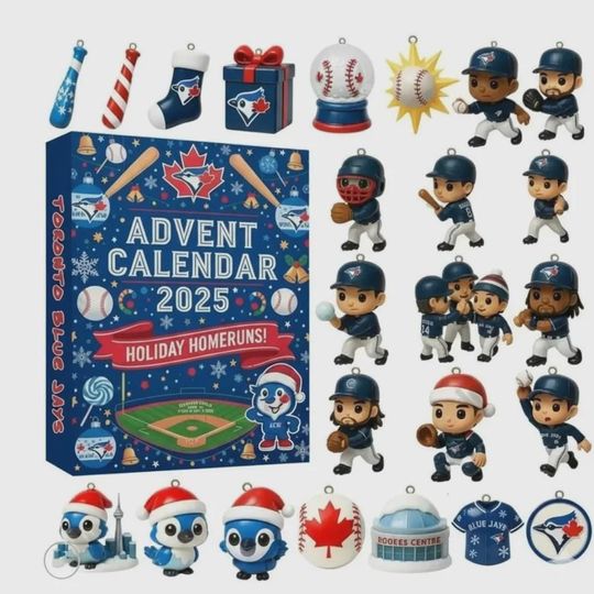 Discover Toronto Blue Jays Holiday Home Runs Advent Calendar 2025, Christmas Countdown Advent Calendar Gift Box With 24 Acrylic Ornaments