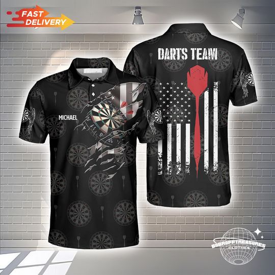 American Flag Darts Polo Shirt for Men