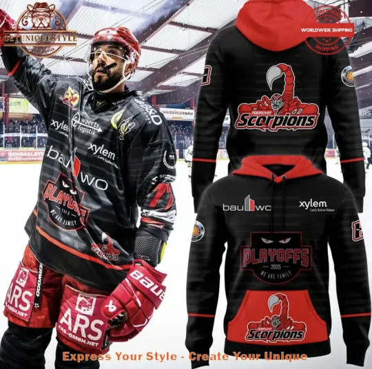 Discover Hanover Scorpions Playoffs 2025 We Are Family 3D Hoodie