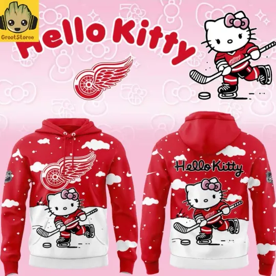 Discover Detroit Red Wing X Hello Kitty Christmas 2025 3D Hoodie