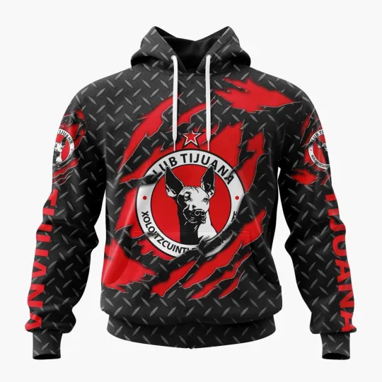 Discover Personalized LIGA MX Club Tijuana Special Black Metal Hoodie Men's Fan Gear Gift