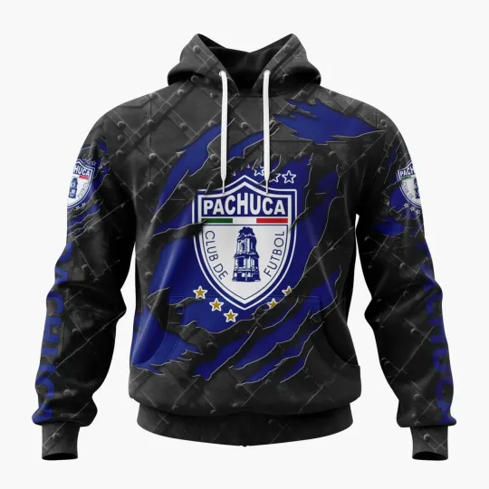 Personalized LIGA MX C.F. Pachuca Special Black Metal Hoodie Pullover Fan Gear