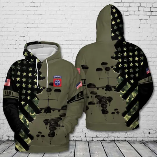 US Army Paratroopers With The 82nd Airborne Division Parachute Hoodie Gift Men
