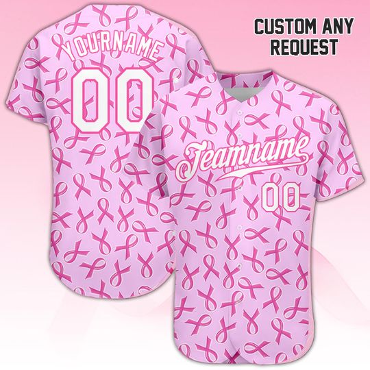 Discover Custom Hope Breast Cancer Baseball Jersey Personalized Pink Ribbon Shirt