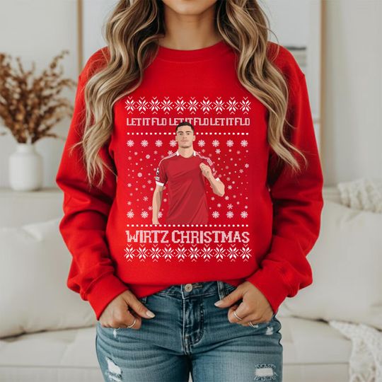 Discover Florian Wirtz Christmas Sweatshirt, Let It Flo Let It Flo Wirtz Christmas Sweater, Red Fans Christmas Gifts, Liverpool Xmas Kids Gifts