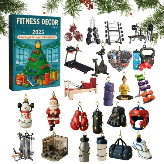 Discover 2025 Christmas Fitness Decor 24 Days Advent Calendar 2D Acrylic Sports Ornaments
