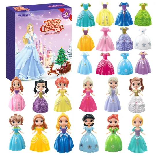 Discover Advent Calendar 2025 for Kids Princess Set for Girls Doll Christmas Gifts