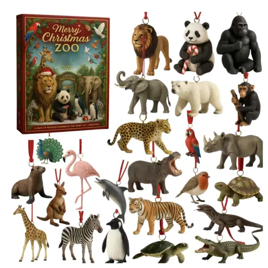 Discover 2025 Christmas Happy Zoo Calendar Advent 2D Acrylic Ornaments 24 Days Countdown