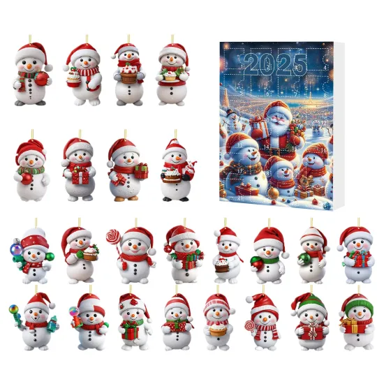 Discover 2D Acrylic Snowman Advent Calendar 2025 Christmas Countdown Calendar Ornaments
