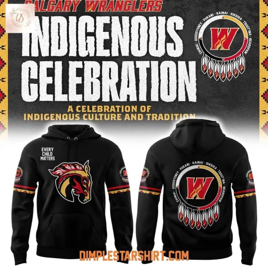 Calgary Wranglers Indigenous Heritage Black Hoodie Shirt Men's Fan Gear Gift
