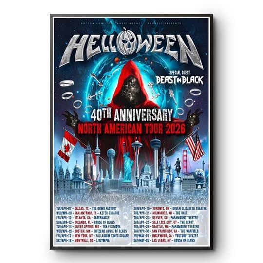 Discover HELLOWEEN 40th Anniversary North American Tour 2026 Vertical Poster