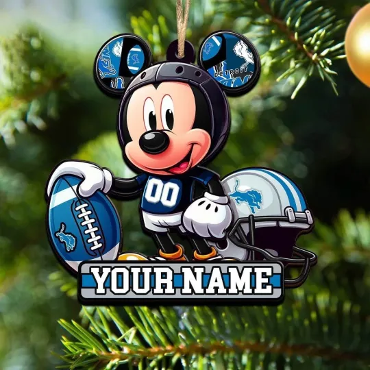 Discover Personalized Detroit Football Team Lions Christmas Ornament Gift Decor