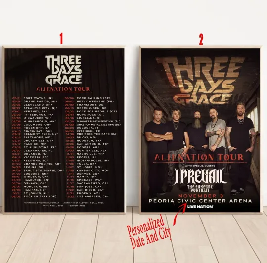 Discover Three Days Grace 2026 World Tour Vertical Poster