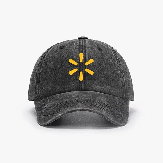 Walmart Vintage Washed Denim Baseball Cap with Printed Logo Adjustable Unisex Dad Hat