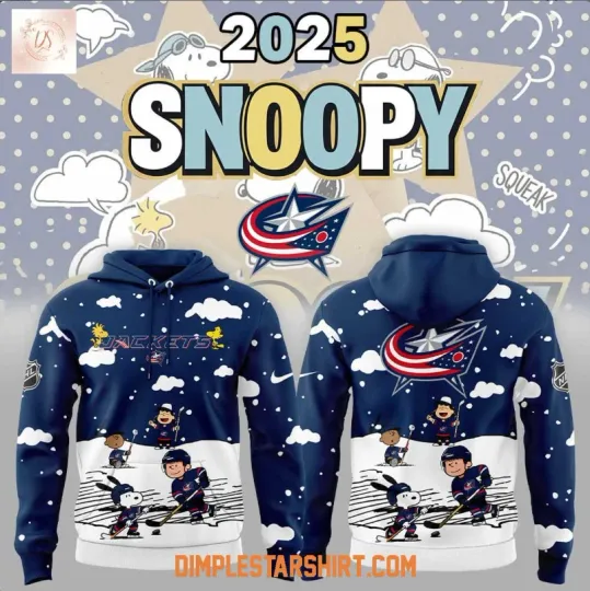 Discover Columbus Blue Jacket Snoopy And Peanut 2025 3D Hoodie