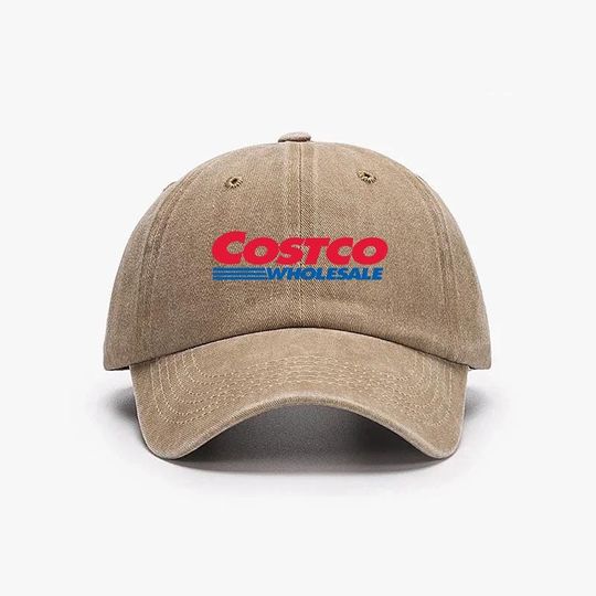 Discover Costco Wholesale Vintage Washed Denim Baseball Cap - Printed Logo Adjustable