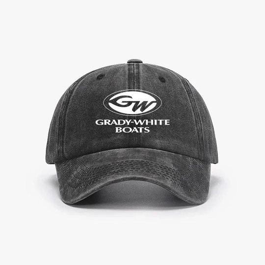 Discover Grady White Fishing Vintage Washed Denim Baseball Cap - Printed Logo Adjustable Unisex Dad Hat