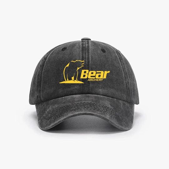 Discover Bear Archery Vintage Washed Denim Baseball Cap - Printed Logo Adjustable