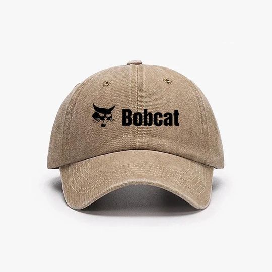 Discover Bobcat Tractor Washed Denim Baseball Cap - Printed Logo Adjustable