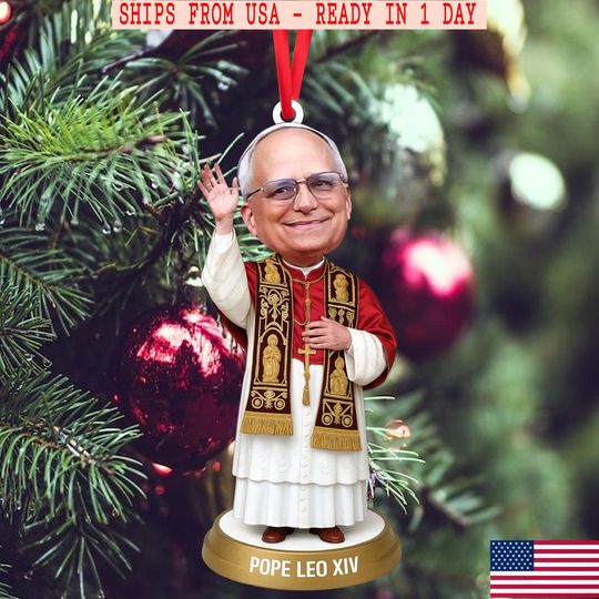 Discover Pope Leo XIV Acrylic Ornament Funny Catholic Christmas Tree Decoration, Religious Humor Gift, Unique Religious Holiday Ornament for Him Her