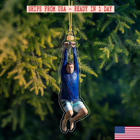 Discover Tim Robinson Zipline 2025  Ornament ,Zipline Meme Ornament, Funny Acrylic Christmas Ornament, Retro Pop Culture Decor