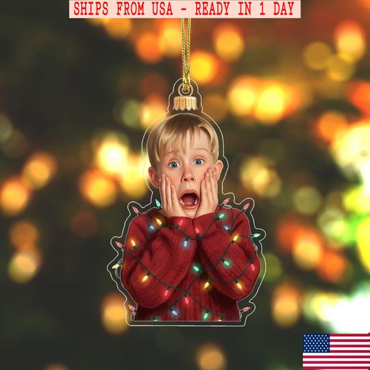 Retro Christmas Comedy Ornament, Christmas Movies Kid Funny Ornament , Christmas Ornament, Christmas Est 1990, 90's Movie