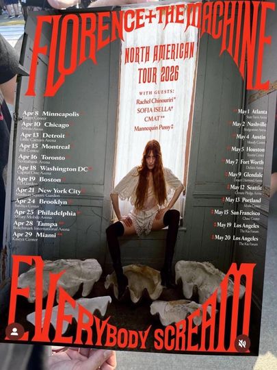 Florence and The Machine Everybody Scream Tour 2026 Poster