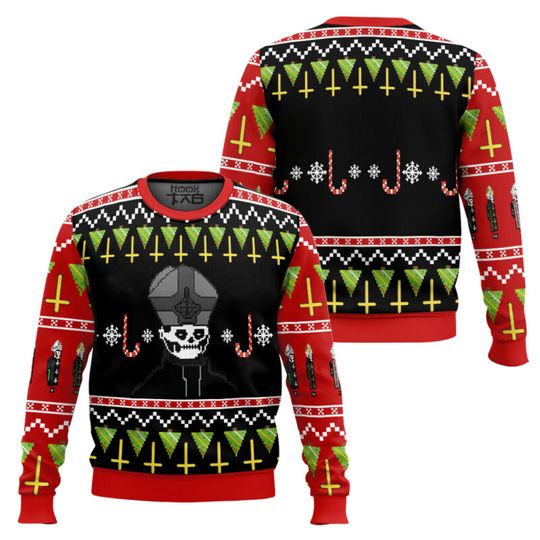 Papa Emeritus Ghost Ugly Christmas Sweater Novelty Holiday Party Pullover Warm Cozy Plus Size Sweater Mens Womens Xmas Gift 2026