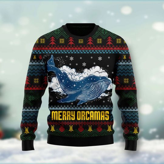 Discover Merry Christmas Orcas Killer Whale 3D Printed Men's Ugly Christmas Sweater Winter Unisex Casual Warm  Pullover MY51