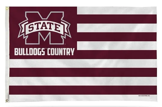 Mississippi State University Bulldogs Premium 3x5 Feet Flag Banner, Stripes...