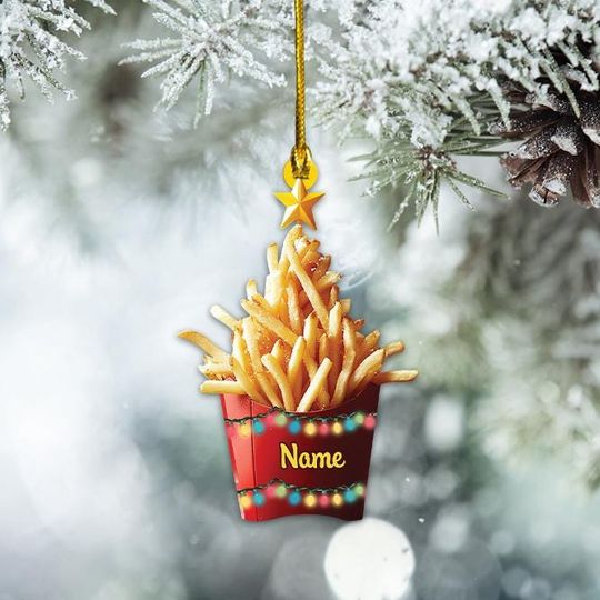 Discover Personalized French Fries Ornament, French Fries Christmas Ornament, Fast Food Lovers Ornament, Kitchen Holiday Ornament Decor