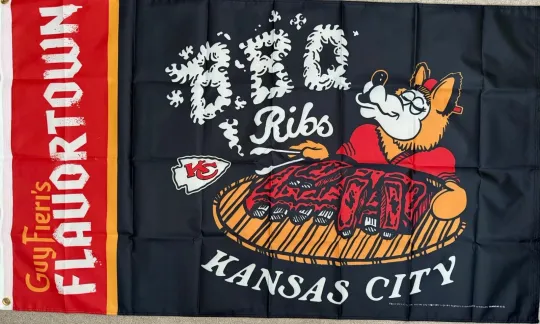 Kansas City Chiefs Guy Fieri's Flavortown BBQ Ribs ft House Flag with 4-Lined Stitch