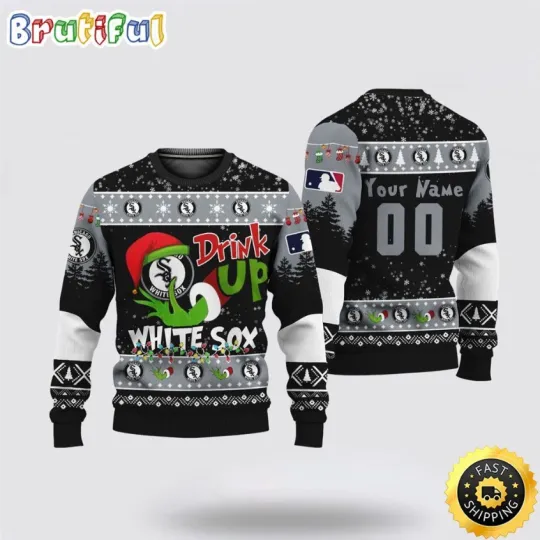 Custom Chicago White Sox funny character Drink Up Ugly Christmas Sweater Gift