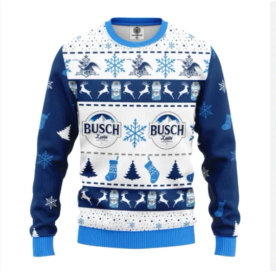 Busch Latte Beer Ugly Christmas Sweater Funny Holiday Winter Pullover
