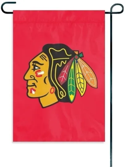 Chicago Blackhawks Premium Garden Flag Applique Embroidered Seasonal Decor