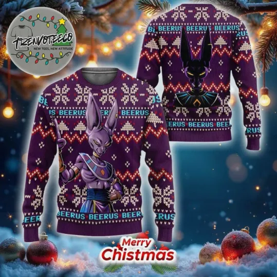 beerus manga dragon b z best gift for fan anime ugly sweater