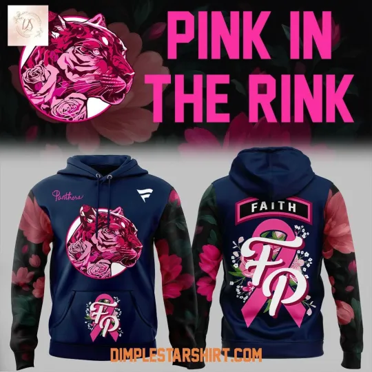 Discover Personalized Flordia Panthers Pink The Rink Navy Hoodie Shirt Fan Gear Xmas Gift