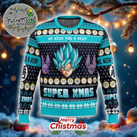 Discover a very saiyan christmas dragon b z xmas ugly christmas sweater