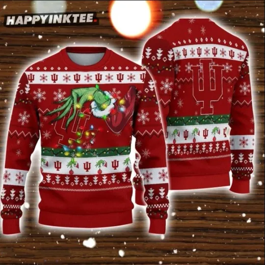 Discover Indiana Hoosiers funny character Hand Christmas Ugly Sweater NCAA Holiday Pullover