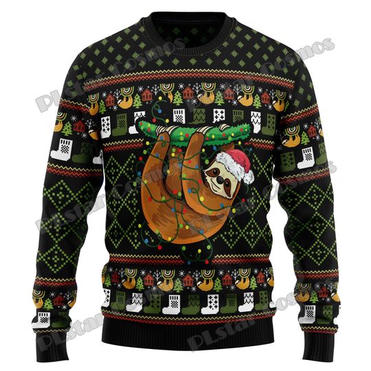 Discover PLstar Cosmos Sloth Light Pattern 3D Printed Men's Ugly Christmas Sweater Winter Unisex Casual Warm  Pullover MY35