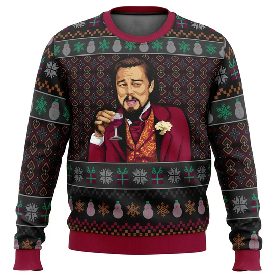 Discover Laughing Leo DiCaprio Meme Ugly Christmas Sweater Spring Autumn Women Men Pullover Tops 2025 Fashion Couple Hoodie Sweatshirt